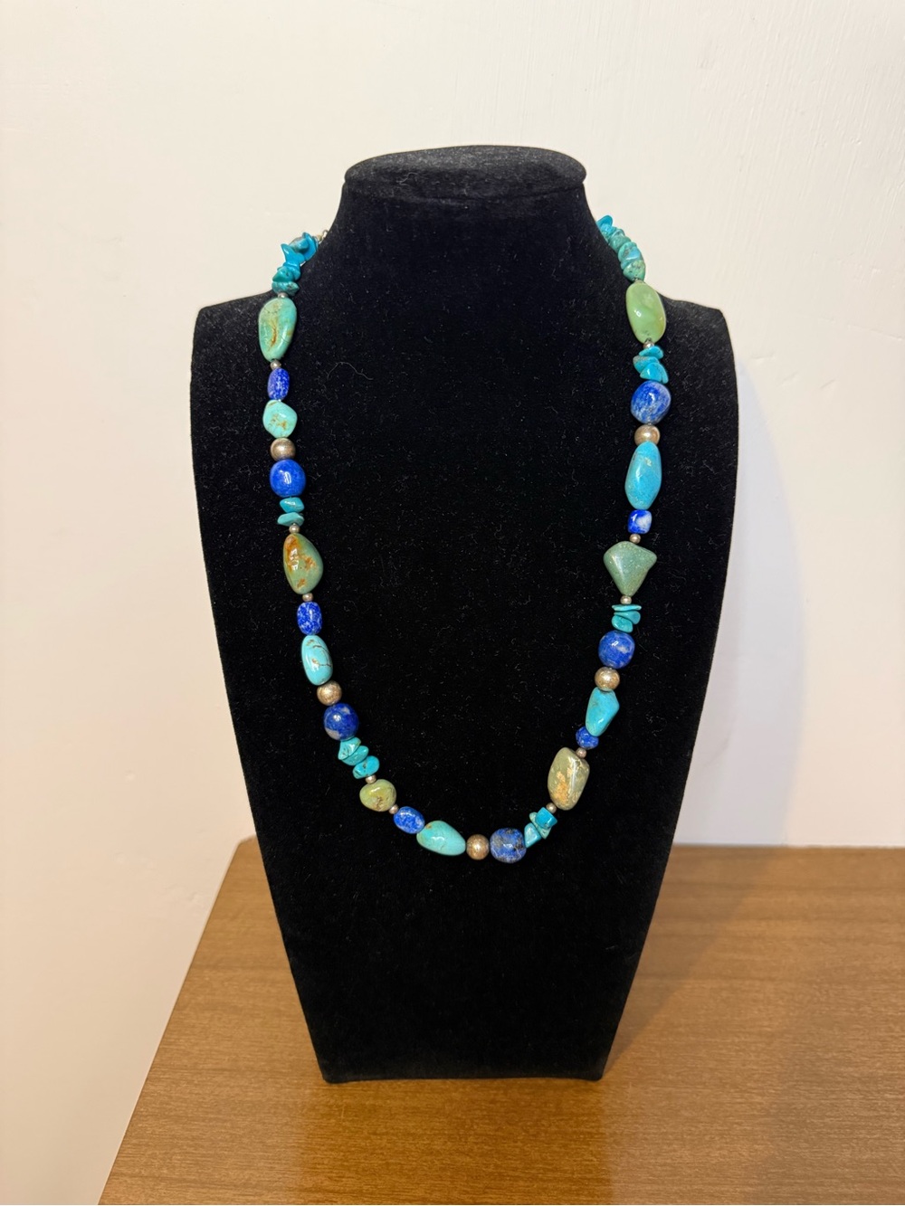 Vintage Shube Dakota West Chunky Turquoise Lapis Lazuli Sterling Silver Necklace